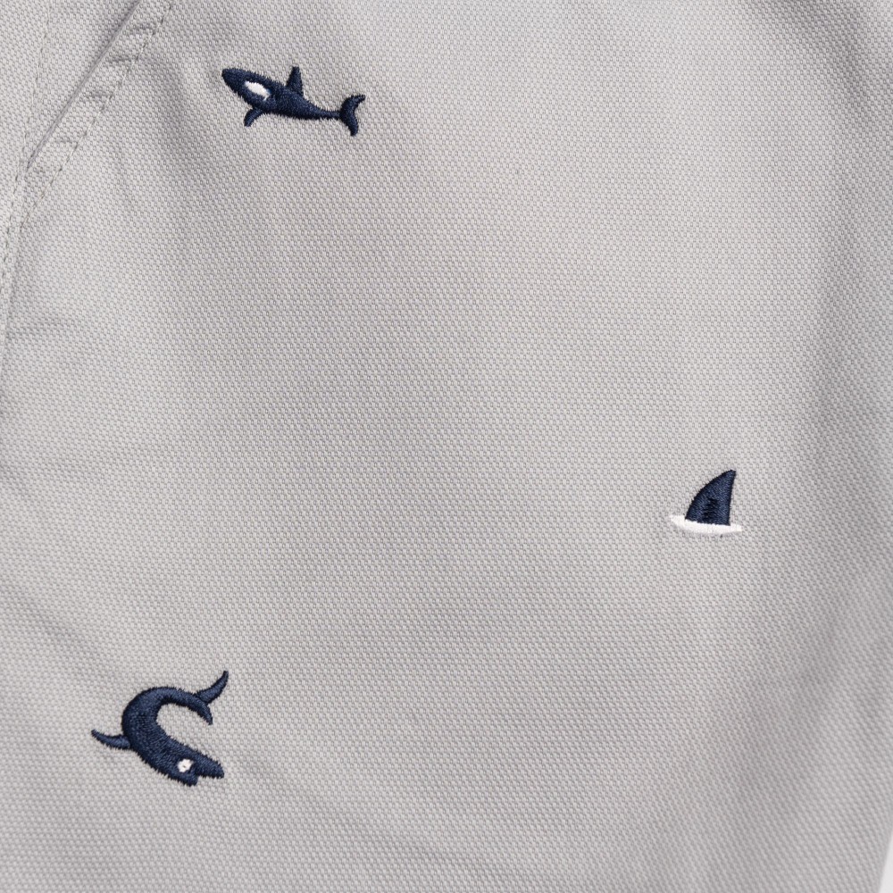 Εφηβική Βερμούδα Λύκρα με Ζώνη και Κέντημα Allover Καρχαρίες Αγόρι (6-16) –Γκρι– 126-113103-1