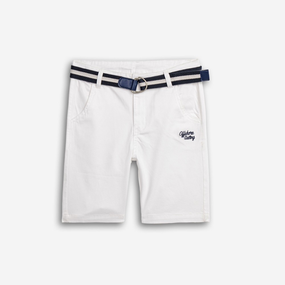 Εφηβική Βερμούδα Λύκρα με Ζώνη Αγόρι (6-16) –Λευκό– 126-113104-1