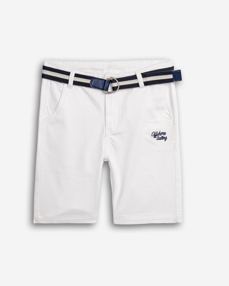 Εφηβική Βερμούδα Λύκρα με Ζώνη Αγόρι (6-16) –Λευκό– 
