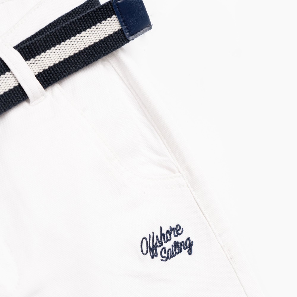 Εφηβική Βερμούδα Λύκρα με Ζώνη Αγόρι (6-16) –Λευκό– 126-113104-1