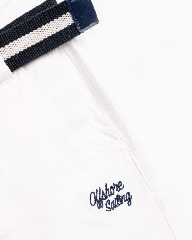 Εφηβική Βερμούδα Λύκρα με Ζώνη Αγόρι (6-16) –Λευκό– 