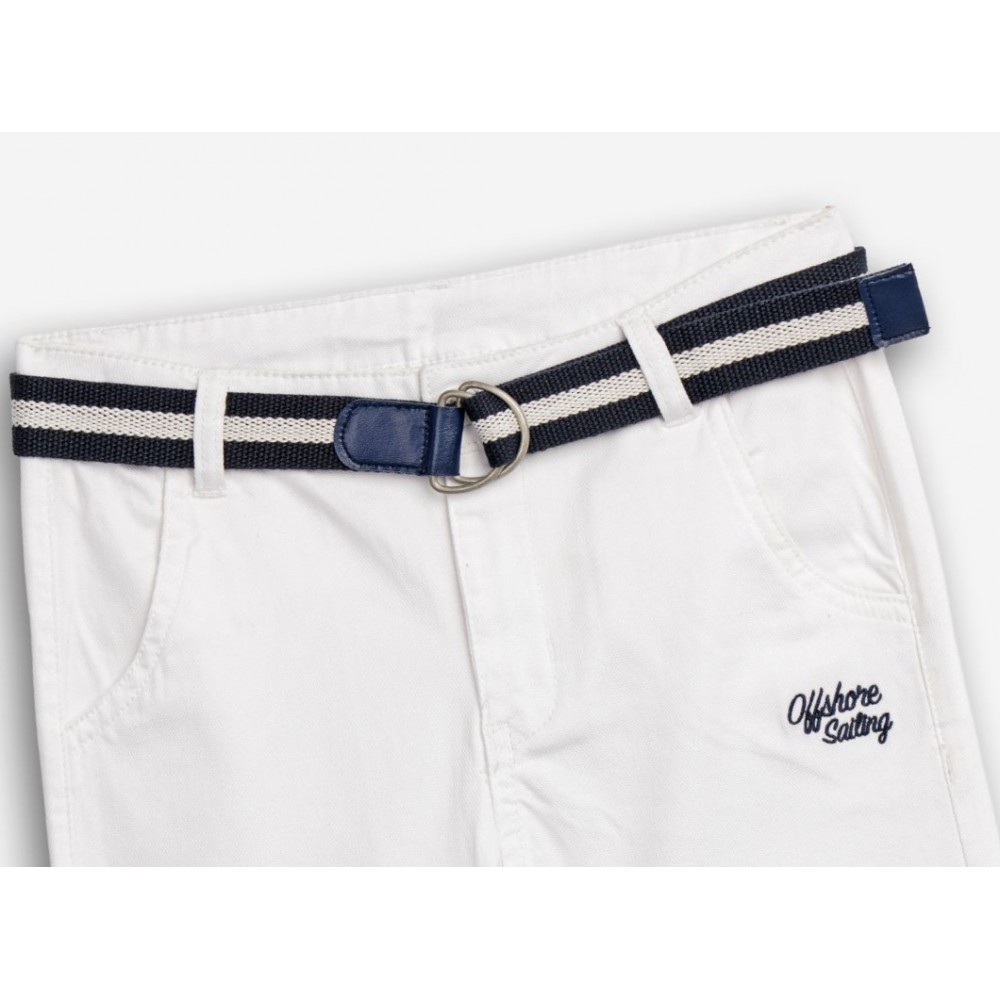 Εφηβική Βερμούδα Λύκρα με Ζώνη Αγόρι (6-16) –Λευκό– 126-113104-1