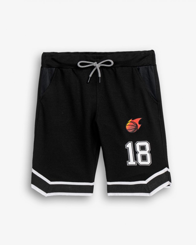 Εφηβική Βερμούδα Αθλητική Μπάλα Μπάσκετ-18 Αγόρι (6-16) –Μαύρο– 