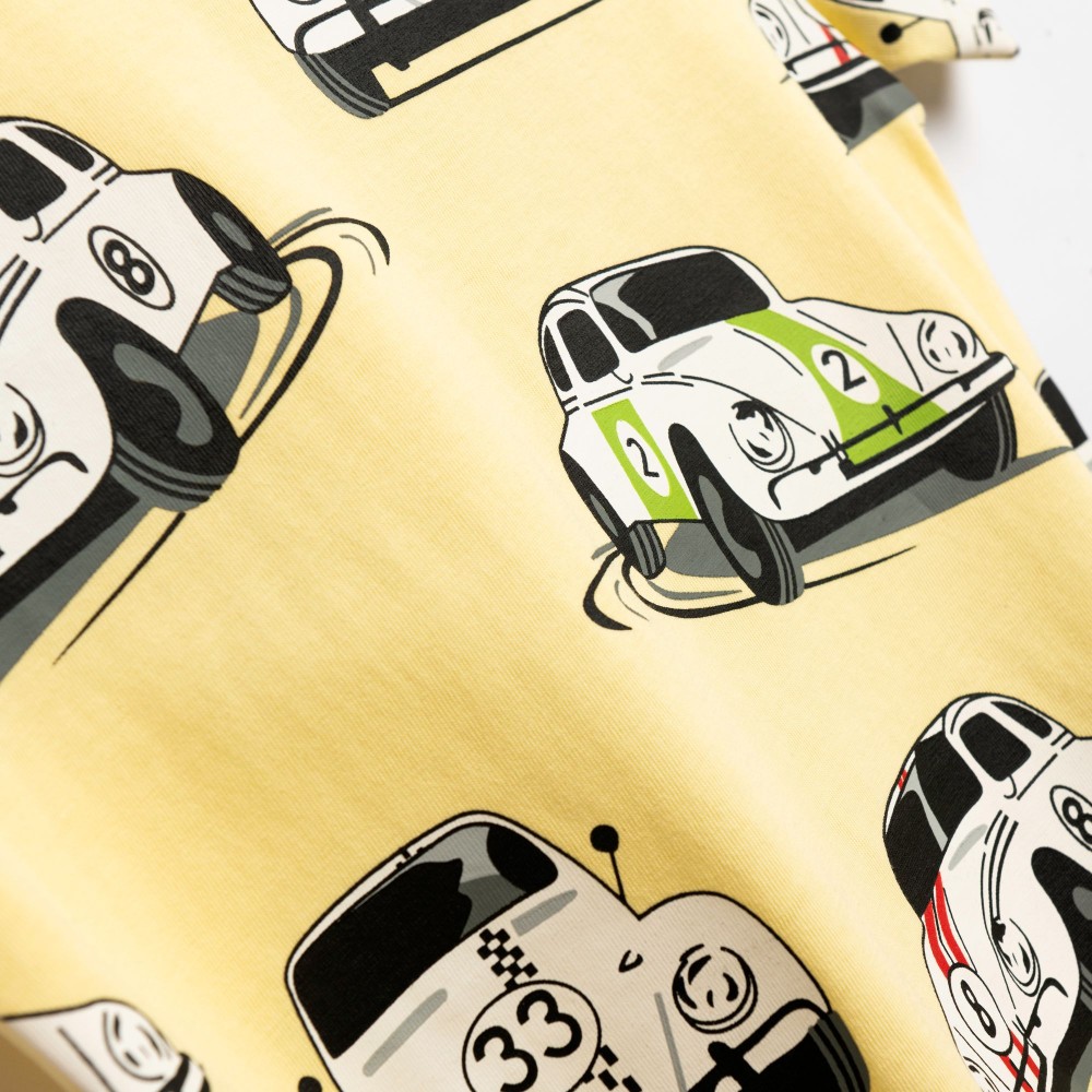 Παιδικό Σετ Μακό με Μπλούζα Race Cars και Βερμούδα Αγόρι (2-6) –Κίτρινο– 