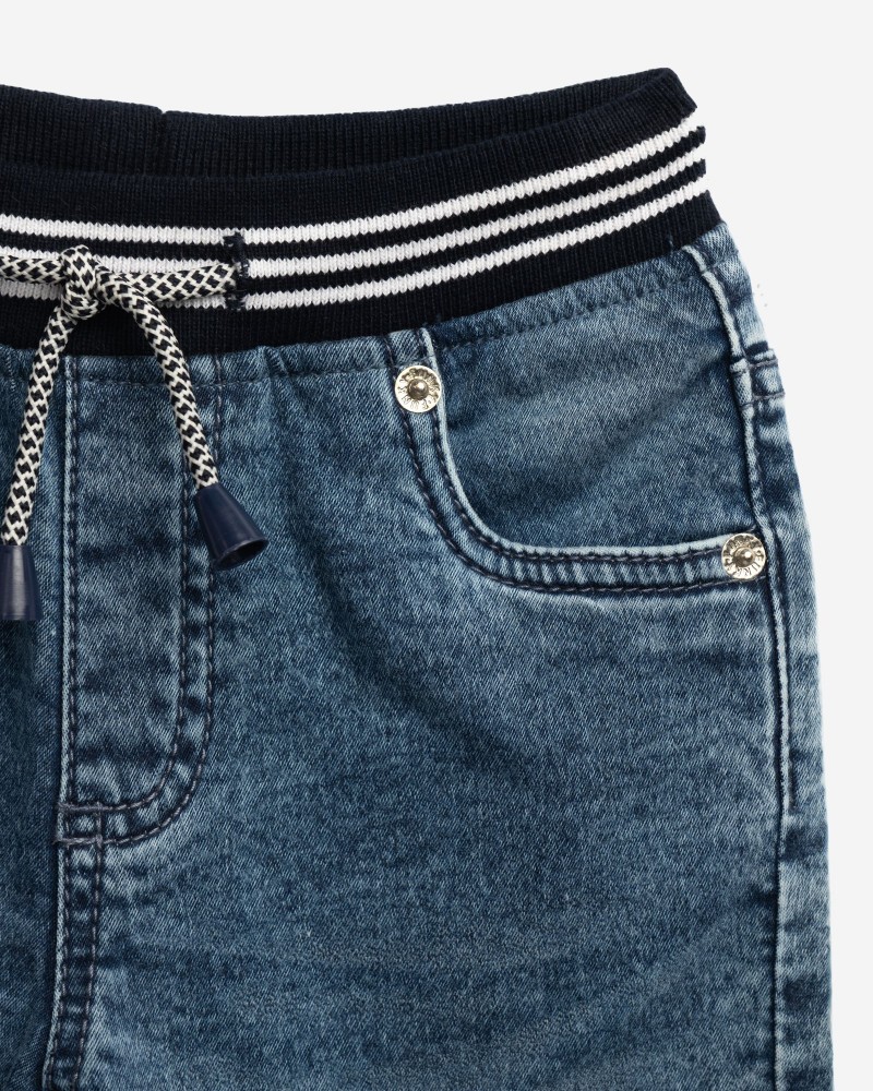 Παιδικό Σετ με Μπλούζα Bear WY Allover και Τζιν Βερμούδα Αγόρι (1-6) –Λευκό– 