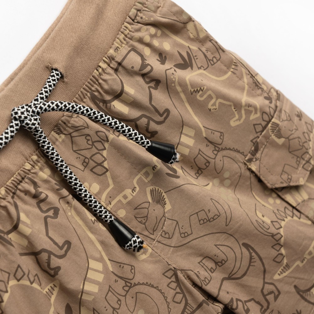 Παιδικό Σετ με Μπλούζα Dinosaurus και Βερμούδα Cargo Αγόρι (1-6) –Χακί– 126-303103-1