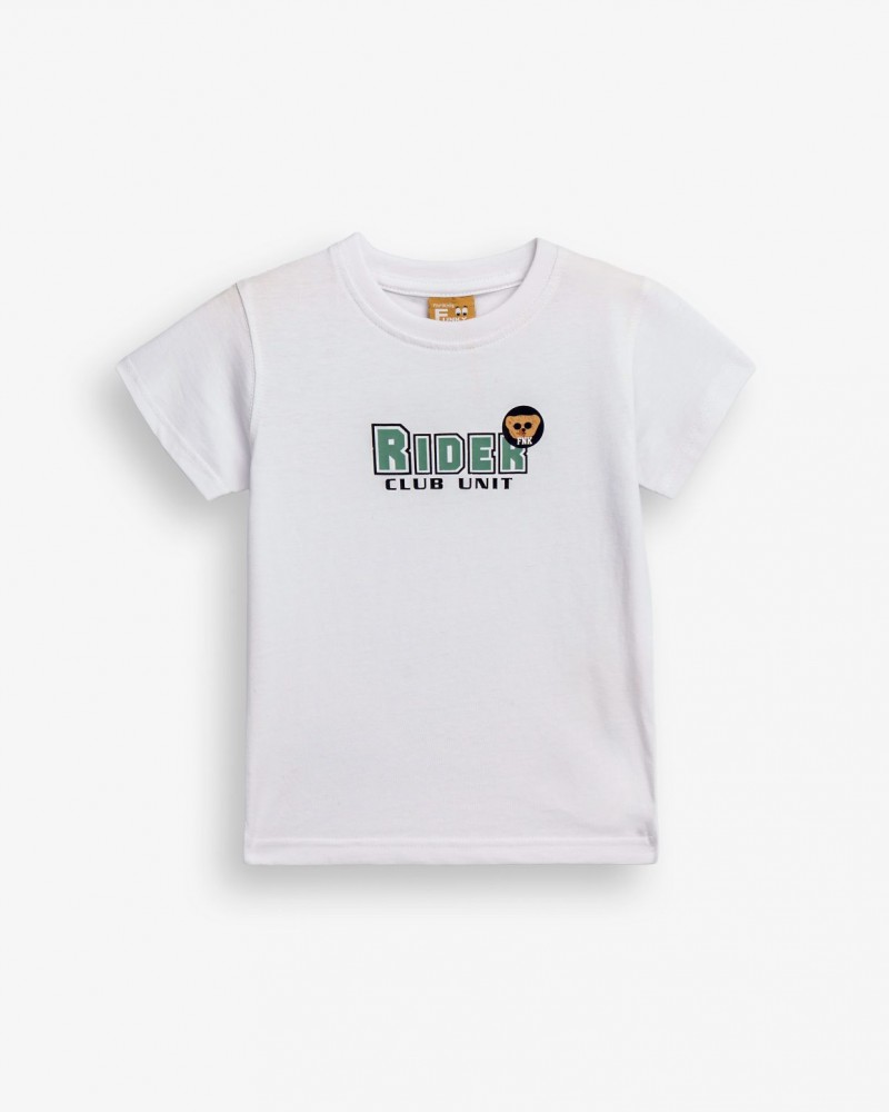 Παιδικό T-Shirt Μπλούζα με Τύπωμα Rider Αγόρι (2-6) -Λευκό- 