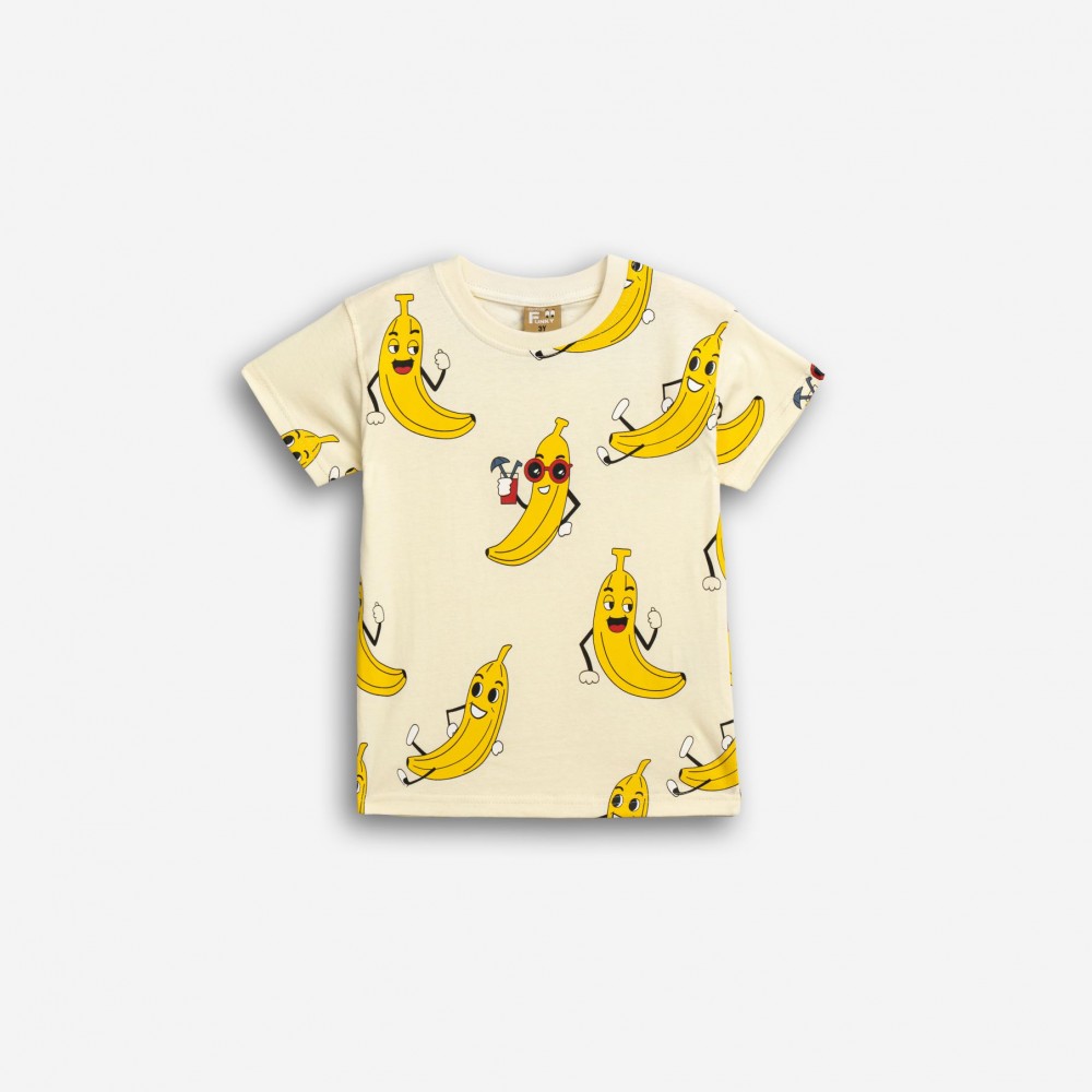 Παιδικό T-Shirt Μπλούζα με Τύπωμα Μπανάνες Allover Αγόρι (2-6) -Βανίλια- 