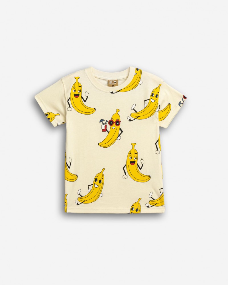Παιδικό T-Shirt Μπλούζα με Τύπωμα Μπανάνες Allover Αγόρι (2-6) -Βανίλια- 