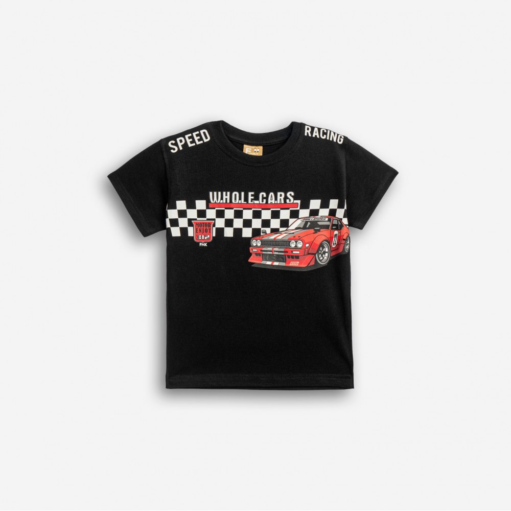 Παιδικό T-Shirt Μπλούζα με Τύπωμα Whole Cars Αγόρι (2-6) -Μαύρο- 126-305130-1