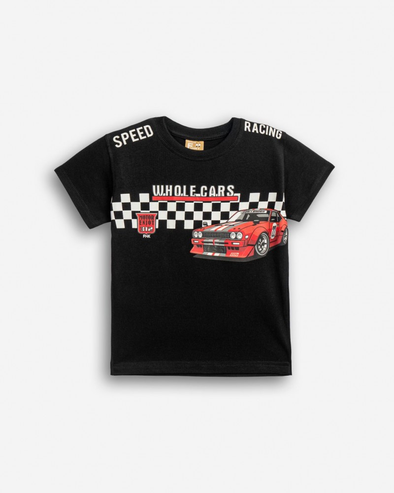 Παιδικό T-Shirt Μπλούζα με Τύπωμα Whole Cars Αγόρι (2-6) -Μαύρο- 