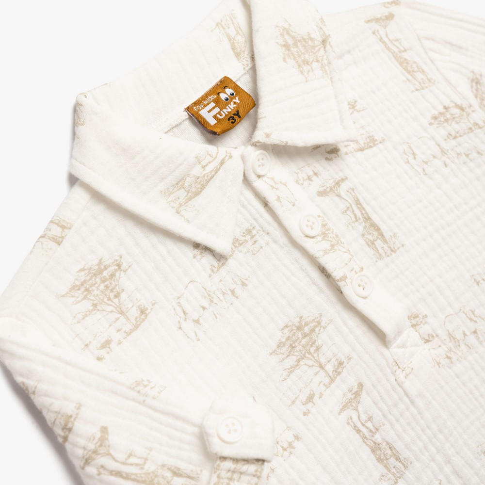 Παιδικό Σετ 3Τμχ με Μπλούζα Πόλο, Βερμούδα και Καπέλο Καβουράκι Αγόρι (2-6) –Εκρού– 126-393104-1