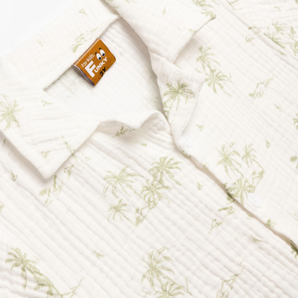 Παιδικό Σετ 3Τμχ με Πουκάμισο Φοίνικες, Βερμούδα και Γυαλιά Αγόρι (2-6) –Χακί– 126-393116-1