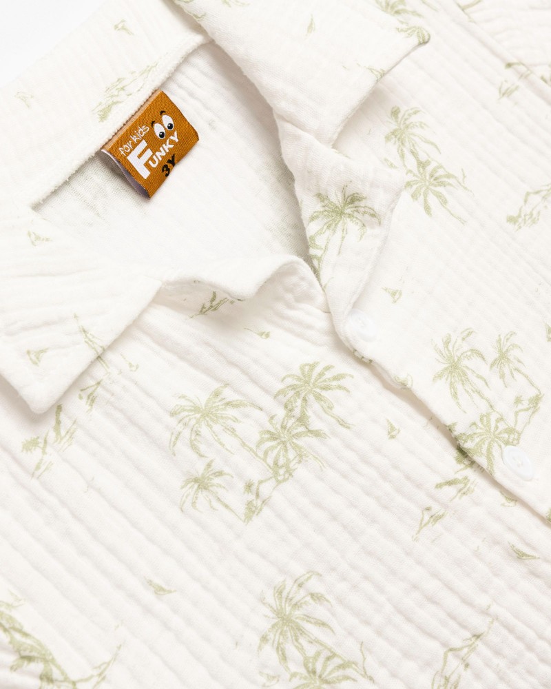 Παιδικό Σετ 3Τμχ με Πουκάμισο Φοίνικες, Βερμούδα και Γυαλιά Αγόρι (2-6) –Χακί– 