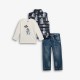 Παιδικό Σετ 3Τμχ με Αμάνικο Δεινόσαυροι, Μπλούζα Play και Παντελόνι Τζιν Αγόρι (2-6) -Μπλε- 126-395102-1