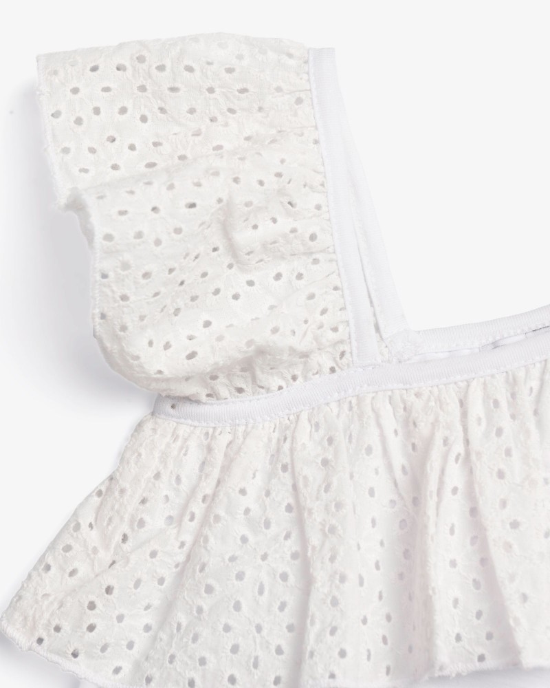 Εφηβική Μακό Μπλούζα με Βολάν Κηπούρ Κορίτσι (6-16) -Λευκό- 