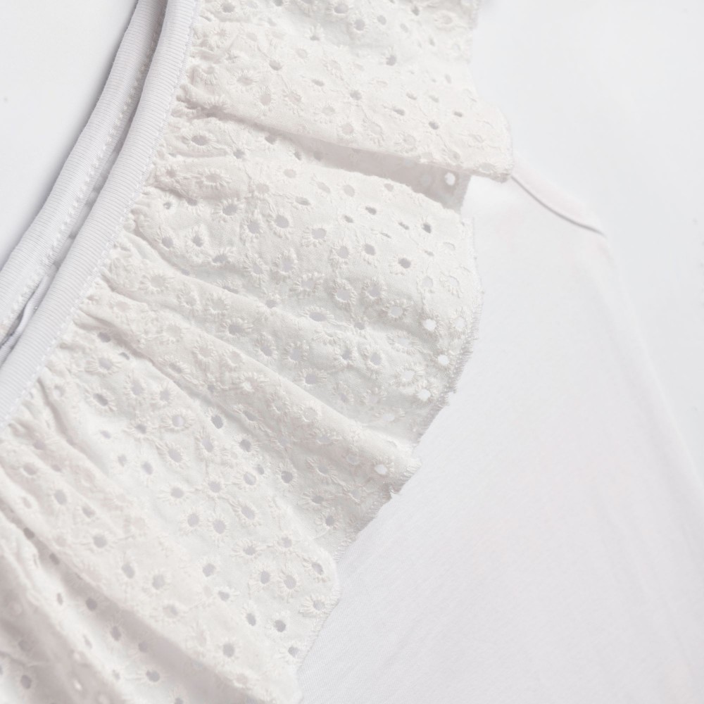 Εφηβική Μακό Μπλούζα με Βολάν Κηπούρ Κορίτσι (6-16) -Λευκό- 126-505101-1