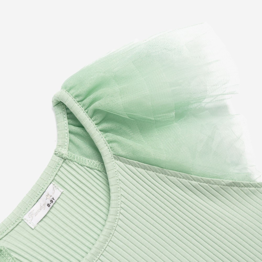 Εφηβική Μπλούζα Ριπ Fairy με Τούλι στα Μανίκια Κορίτσι (6-16) -Φυστικί- 