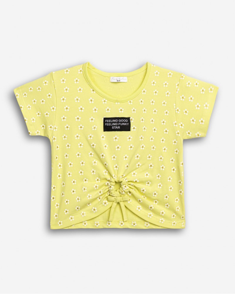 Εφηβική Μακό Μπλούζα με Feeling Good  Κορίτσι (6-16) -Κίτρινο- 