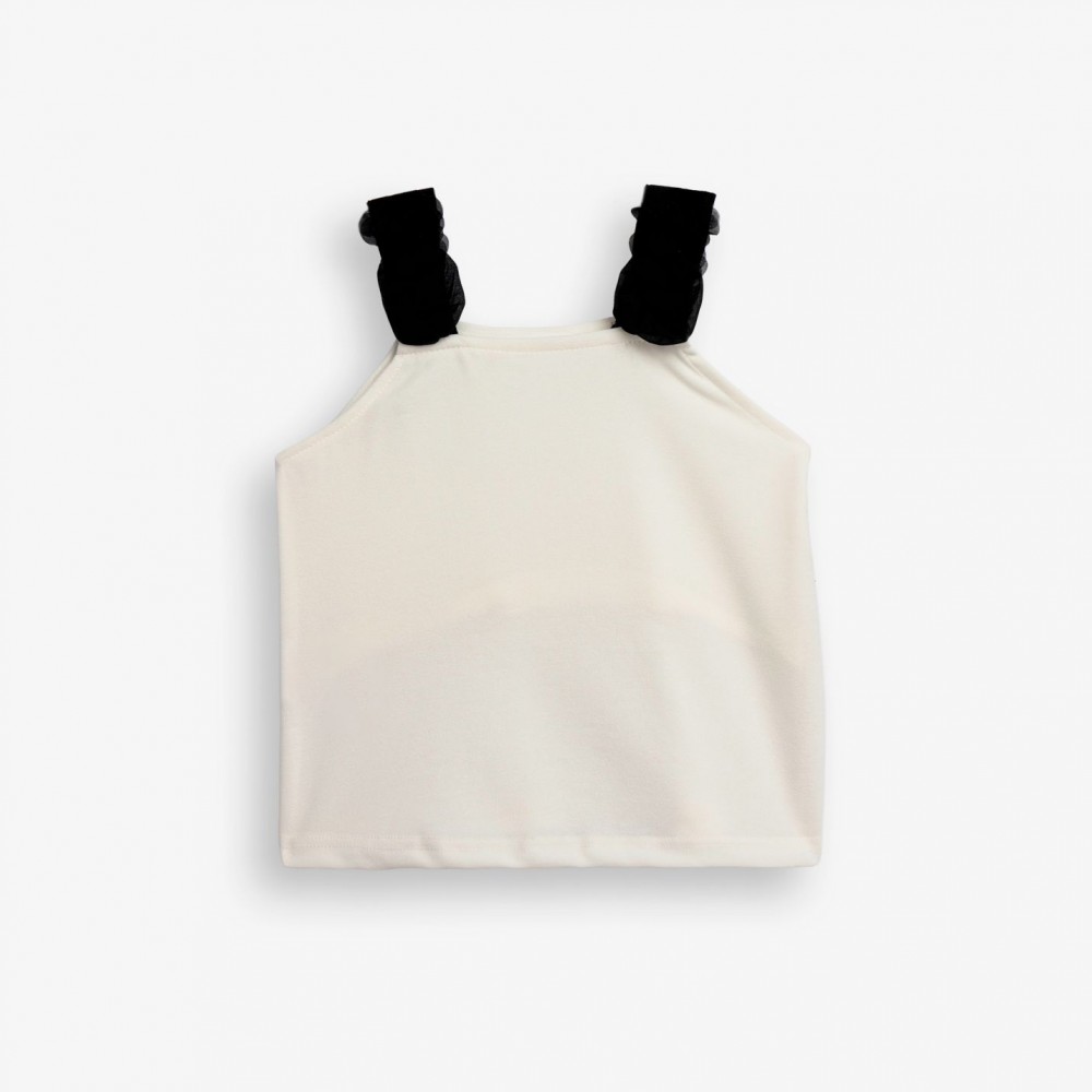 Εφηβική Μπλούζα Κρέπ με Τριαντάφυλλο στην Τιράντα Κορίτσι (6-16) -Εκρού- 126-505124-1