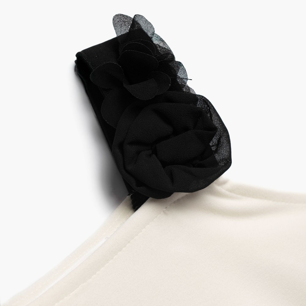 Εφηβική Μπλούζα Κρέπ με Τριαντάφυλλο στην Τιράντα Κορίτσι (6-16) -Εκρού- 126-505124-1