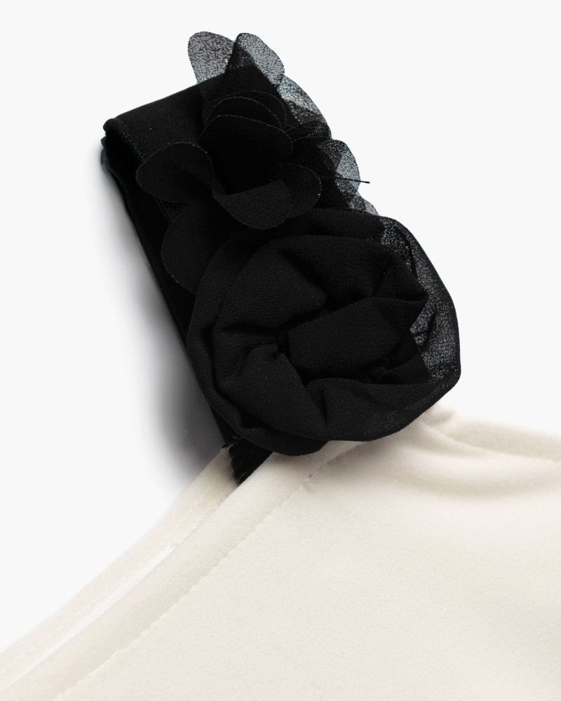 Εφηβική Μπλούζα Κρέπ με Τριαντάφυλλο στην Τιράντα Κορίτσι (6-16) -Εκρού- 