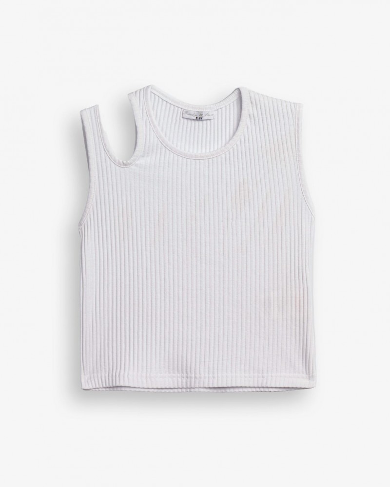 Εφηβική Αμάνικη Μπλούζα Ριπ Κορίτσι (6-16) -Λευκό- 