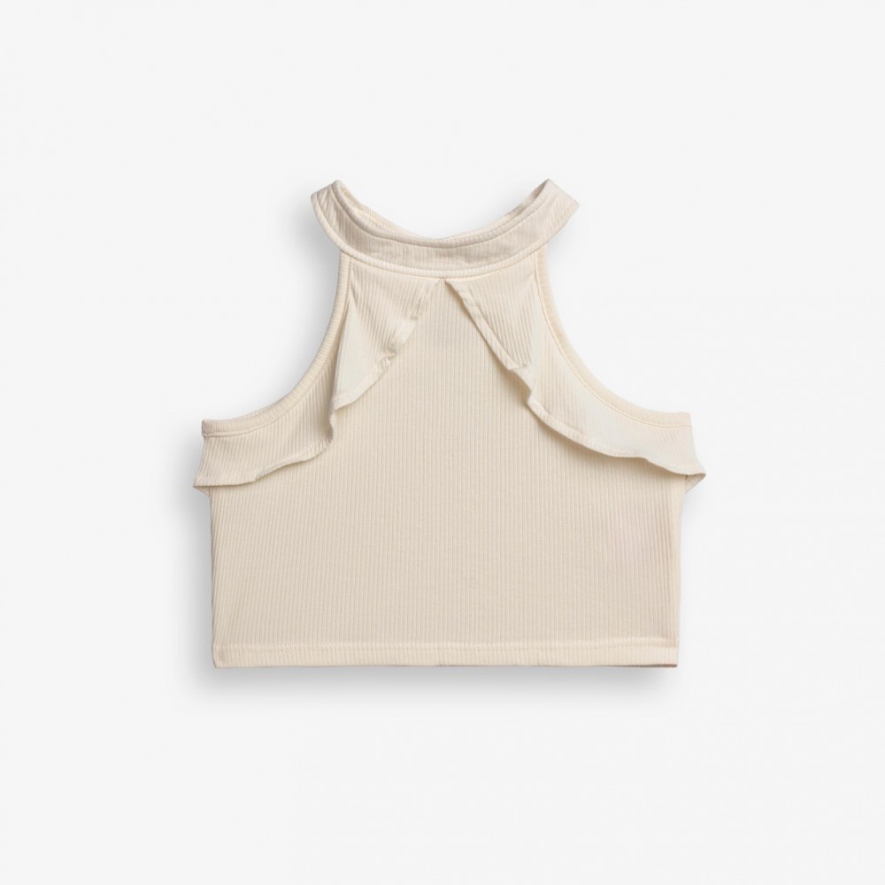 Εφηβική Μπλούζα Ριπ με Βολάν Κορίτσι (6-16) -Εκρού- 126-505157-1