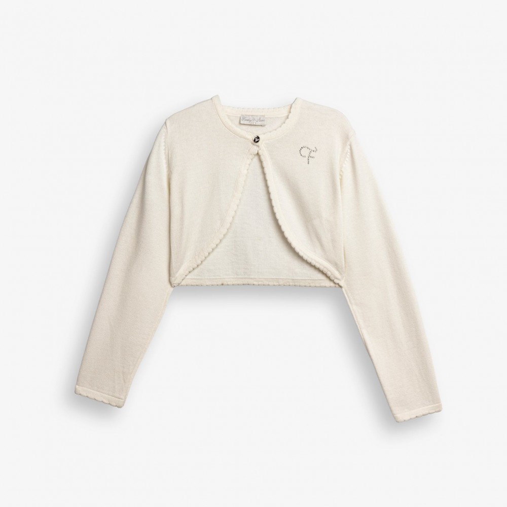 Εφηβικό Μπολερό Πλεκτό με Στρας Κορίτσι (6-16) -Εκρού- 126-510100-2