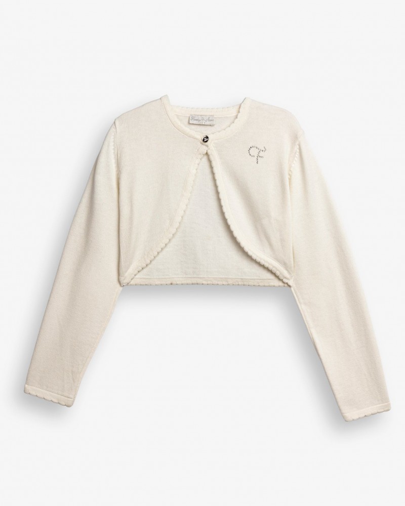 Εφηβικό Μπολερό Πλεκτό με Στρας Κορίτσι (6-16) -Εκρού- 