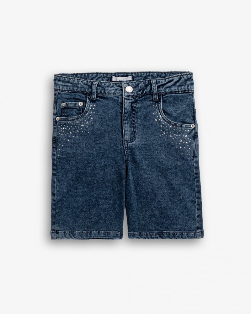 Εφηβικό Σορτς/Βερμούδα Jean Με Στρας Κορίτσι (6-16) -Μπλε Τζιν- 