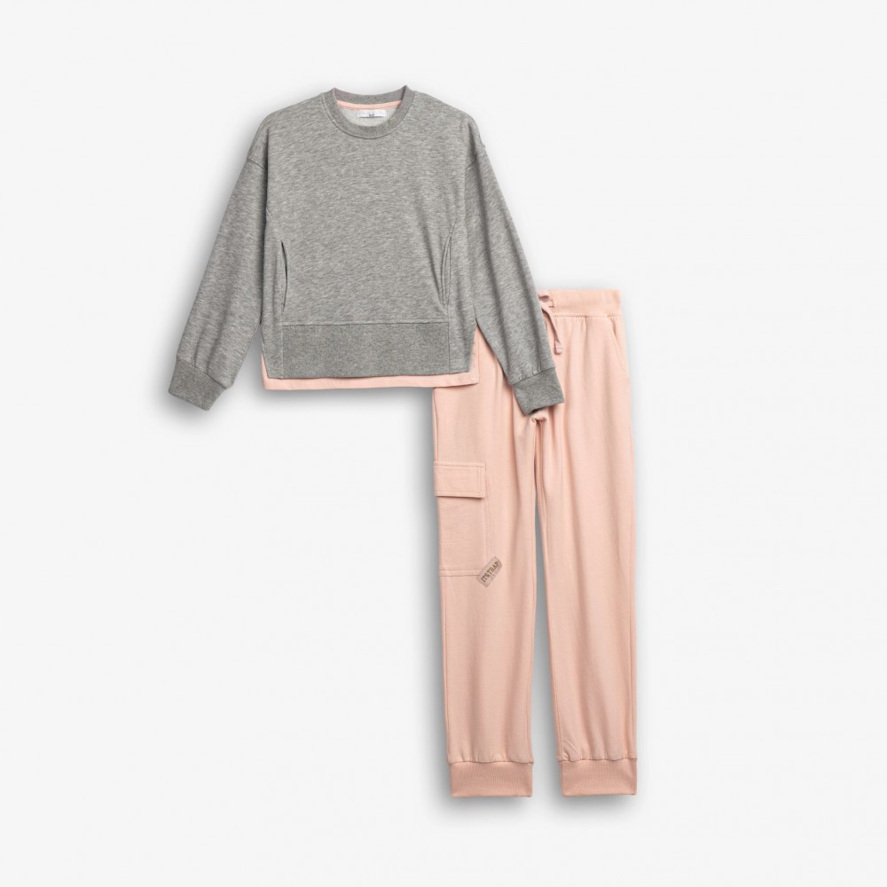 Εφηβικό Σετ Φούτερ Φόρμα Εποχής Με Τύπωμα Grow Up Κορίτσι (6-16) -Γκρι- 