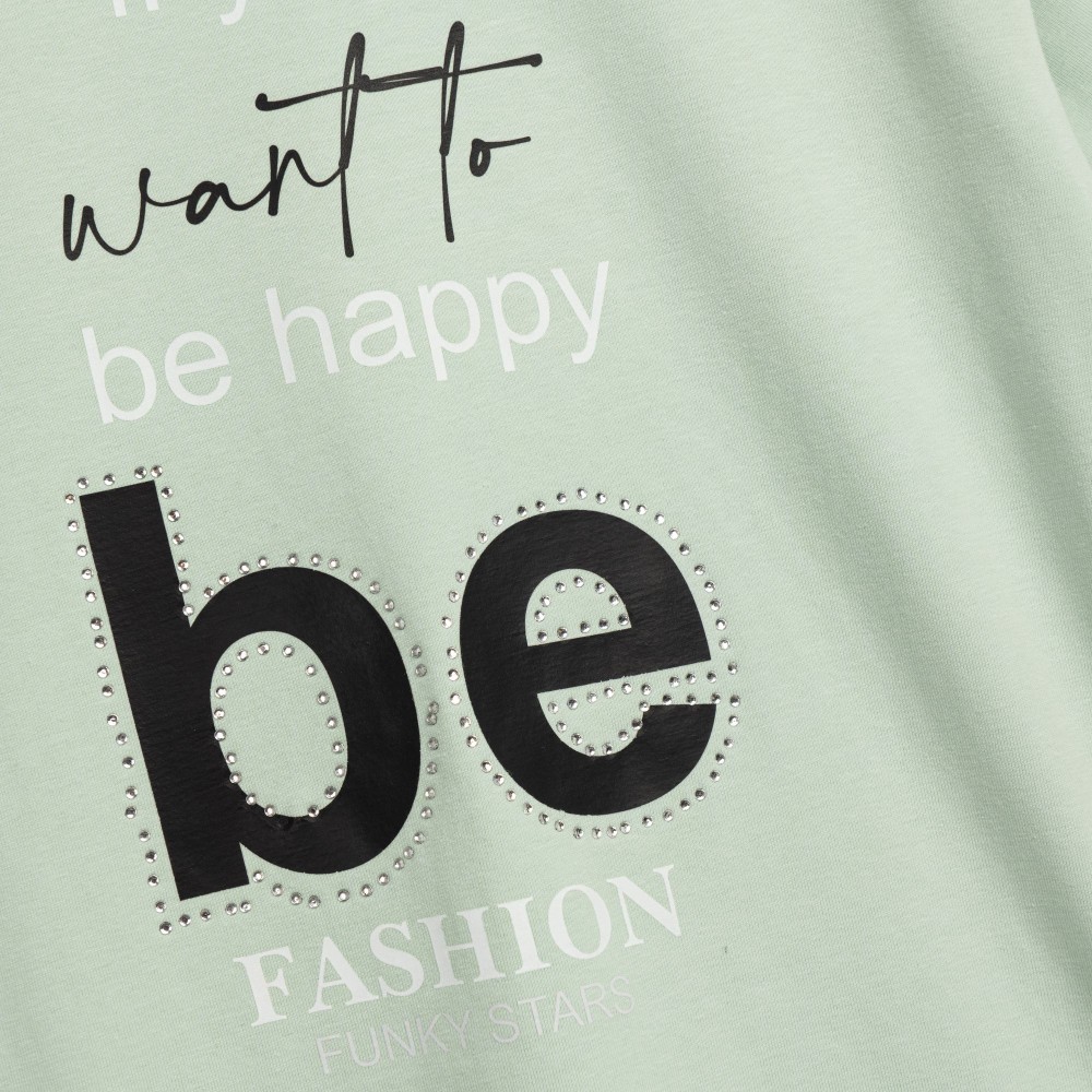 Εφηβικό Μακό Σετ με Μπλούζα Be Happy Και Κολάν Κάπρι Κορίτσι (6-16) -Φυστικί- 