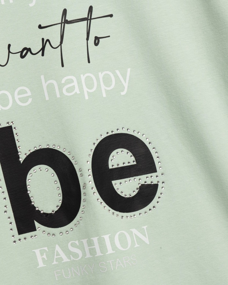 Εφηβικό Μακό Σετ με Μπλούζα Be Happy Και Κολάν Κάπρι Κορίτσι (6-16) -Φυστικί- 