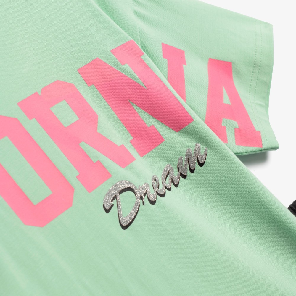 Εφηβικό Σετ με Μπλούζα California Draming Και Κολάν Κάπρι Κορίτσι (6-16) -Μέντα- 