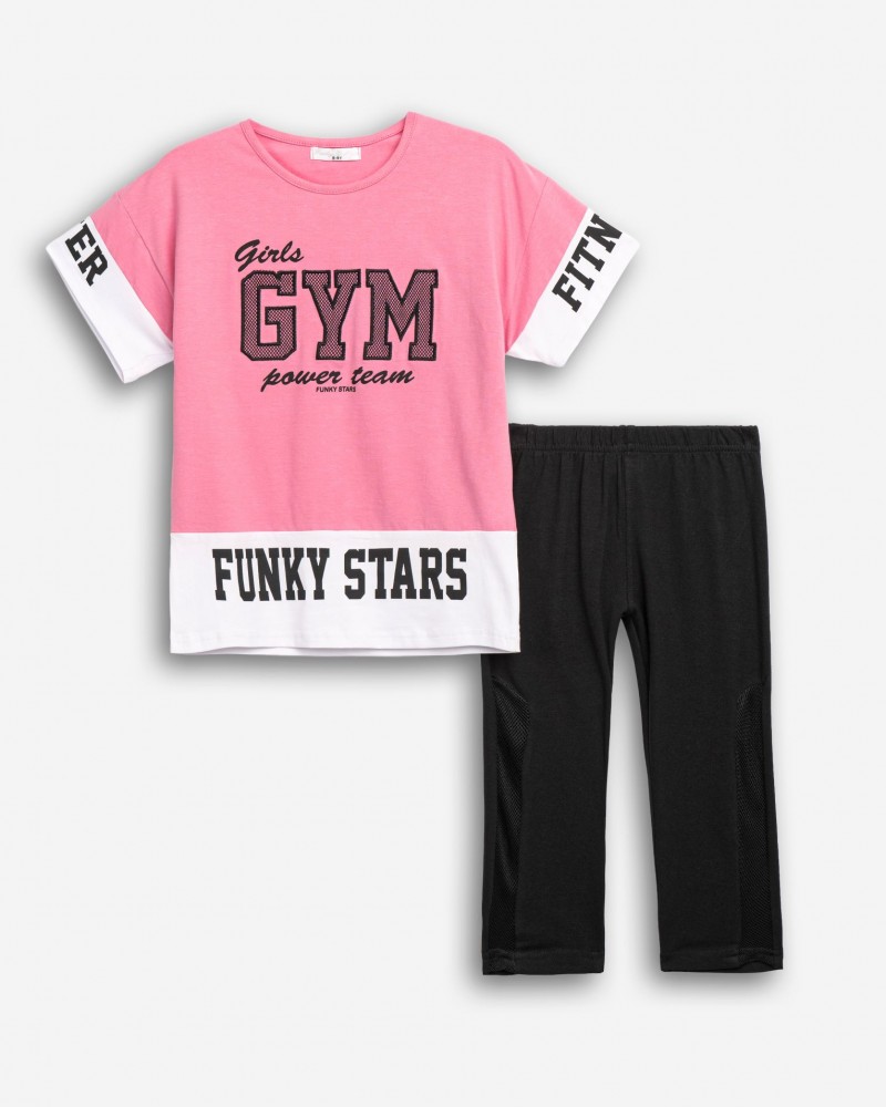 Εφηβικό Σετ με Μπλούζα Girls Gym Και Κολάν Κάπρι Κορίτσι (6-16) -Ροζ- 