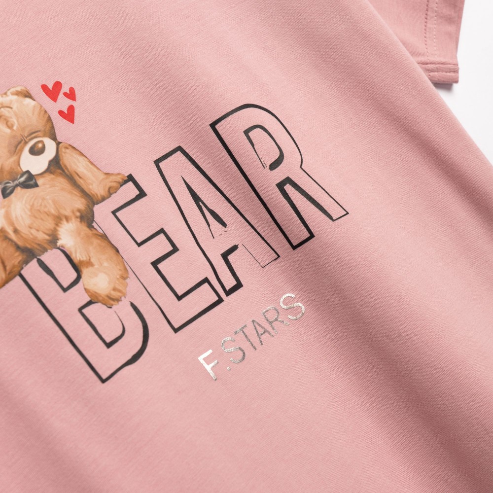 Εφηβικό Μακό Σετ με Μπλούζα Bear Και Κολάν Κάπρι Κορίτσι (6-16) -Πούδρα- 