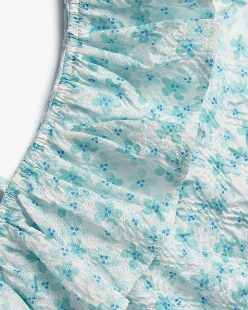 Εφηβικό Σετ με Μπλουζάκι Floral Και Παντελόνα Κορίτσι (6-16) -Τυρκουάζ- 