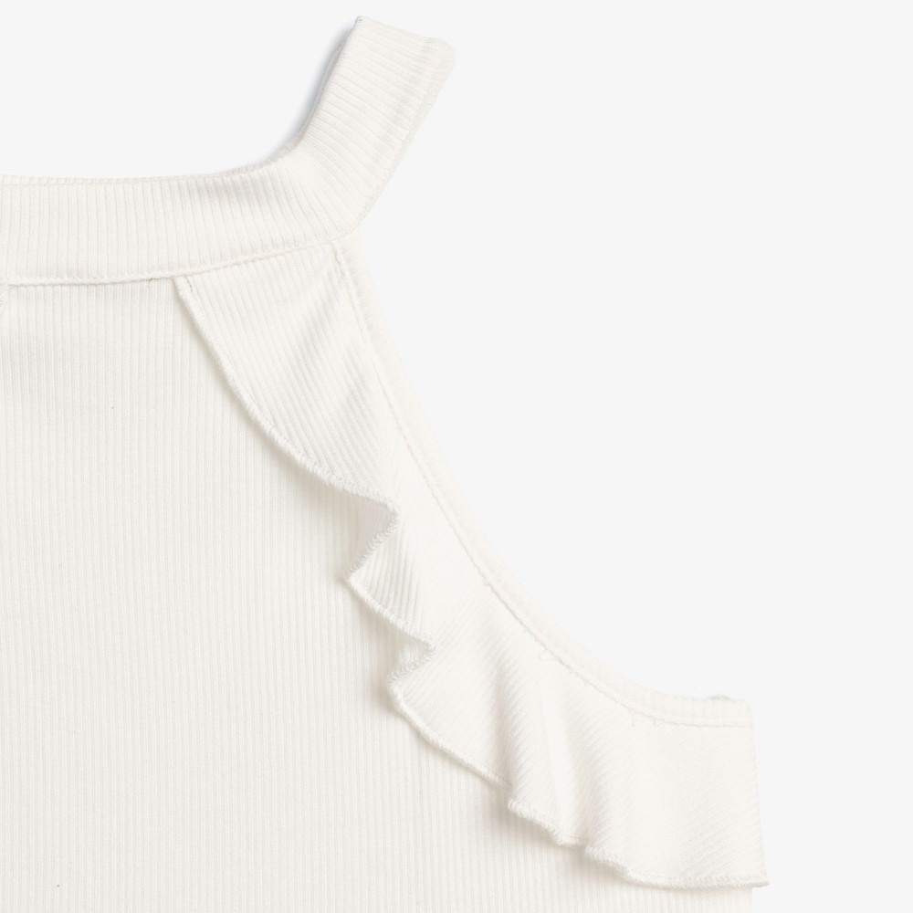 Εφηβικό Σετ με Μπλούζα Τιράντα Και Παντελόνα Floral Κορίτσι (6-16) -Λευκό- 126-523104-1