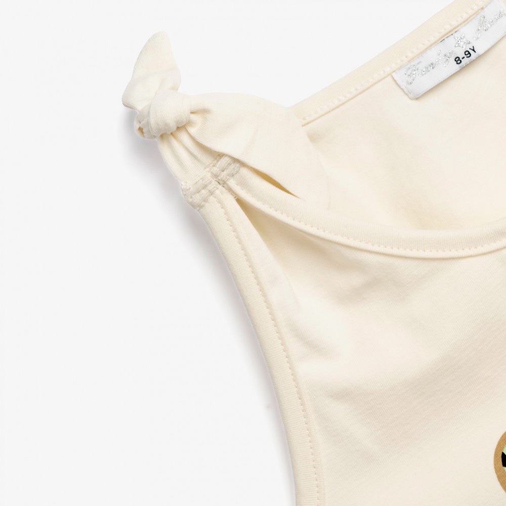 Εφηβικό Μακό Σετ με Αμάνικη Μπλούζα Καρδιές More Fan Και Σορτς Κορίτσι (6-16) -Εκρού- 126-524108-1