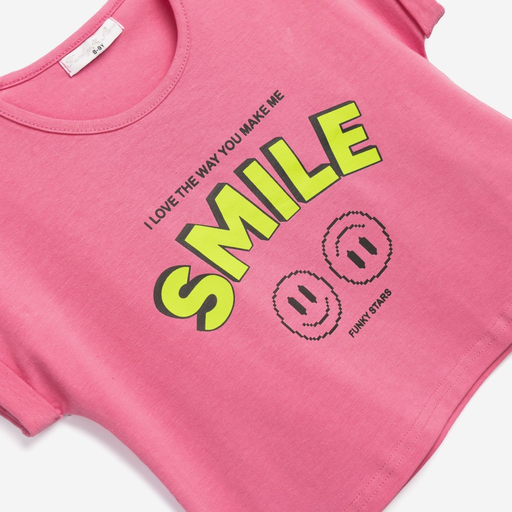 Εφηβικό Μακό Σετ με Τοπ Μπλούζα Smile Edition Και Σορτς Κορίτσι (6-16) -Ροζ- 126-524110-1