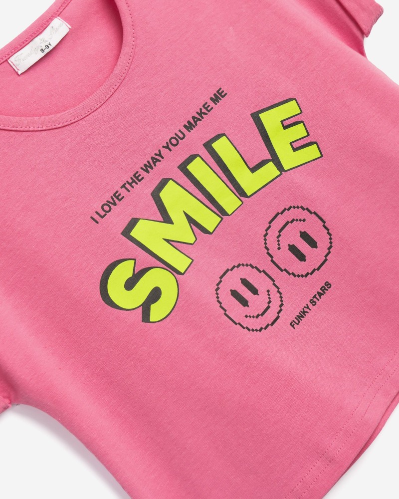 Εφηβικό Μακό Σετ με Τοπ Μπλούζα Smile Edition Και Σορτς Κορίτσι (6-16) -Ροζ- 