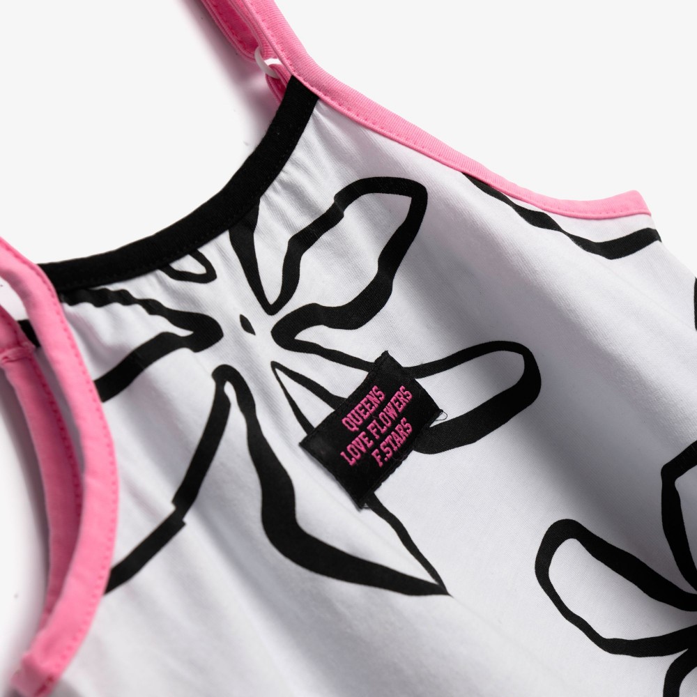 Εφηβικό Μακό Σετ με Μπλουζάκι Λουλούδι Και Σορτς Κορίτσι (6-16) -Λευκό- 126-524116-1