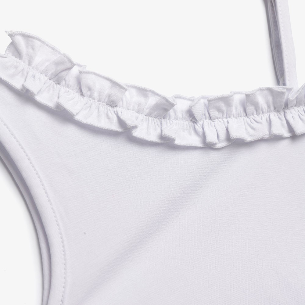 Εφηβικό Σετ με Μπλούζα Τοπ Τιράντα Και Σορτς Κρεπ Πουά Κορίτσι (6-16) -Λευκό- 126-525106-1