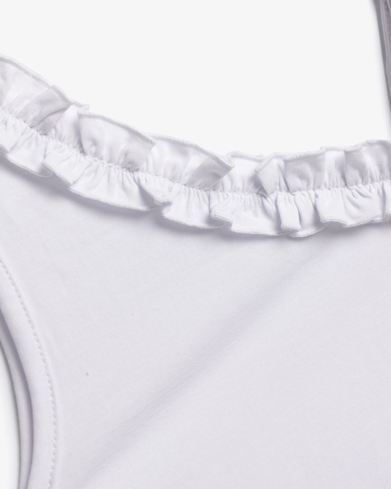 Εφηβικό Σετ με Μπλούζα Τοπ Τιράντα Και Σορτς Κρεπ Πουά Κορίτσι (6-16) -Λευκό- 