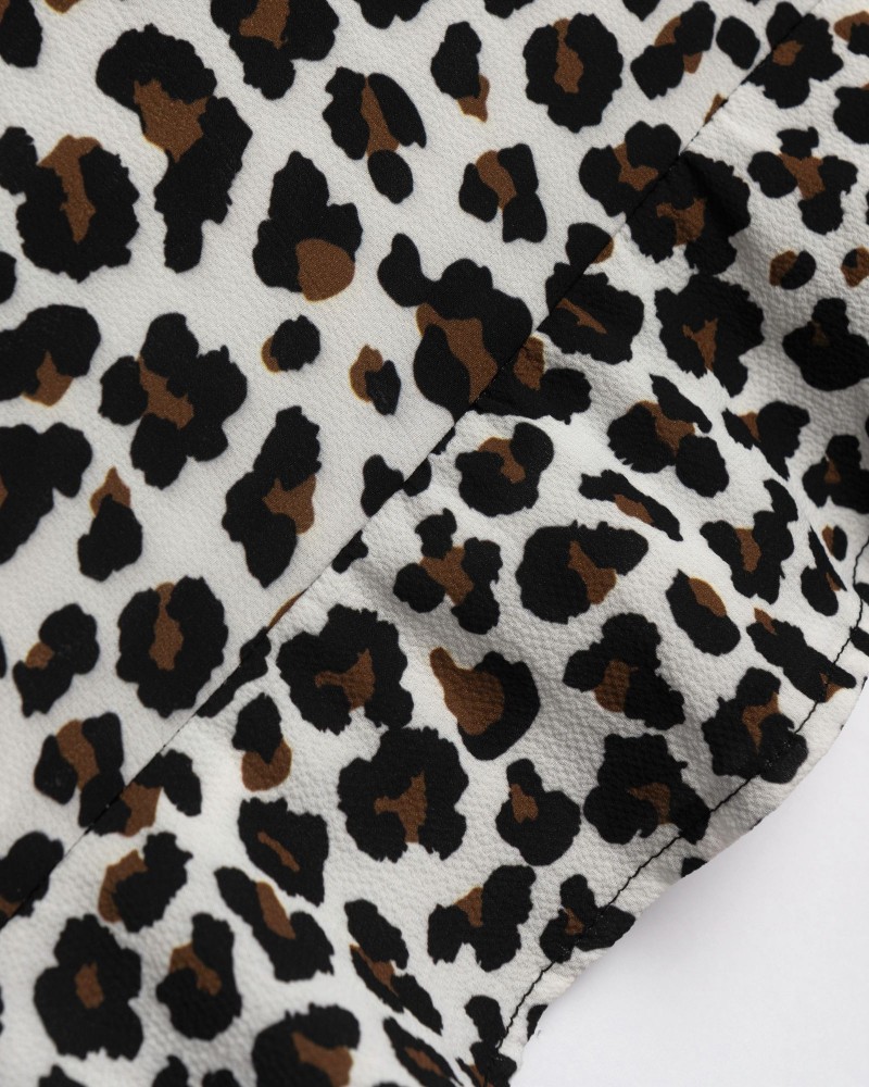 Εφηβικό Σετ με Μπλούζα Leopar Allover Και Σορτς Κορίτσι (6-16) -Ανοιχτό Μπεζ- 