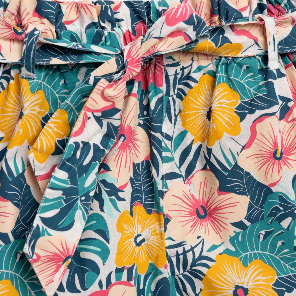 Εφηβικό Σετ με Μπλούζα Ριπ Τιράντα Και Σορτς Floral για Κορίτσι (6-16) -Candy Ροζ- 126-525112-1