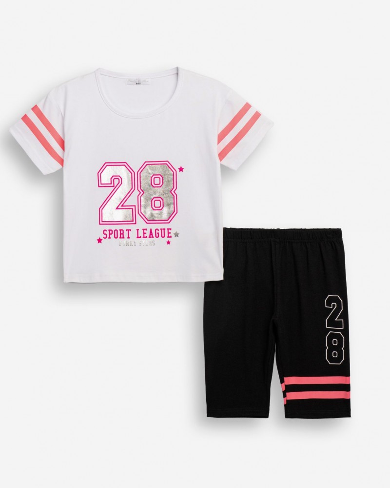 Εφηβικό Μακό Σετ με Μπλούζα Sport League 28 Και Ποδηλατικό Κολάν Κορίτσι (6-16) -Λευκό- 