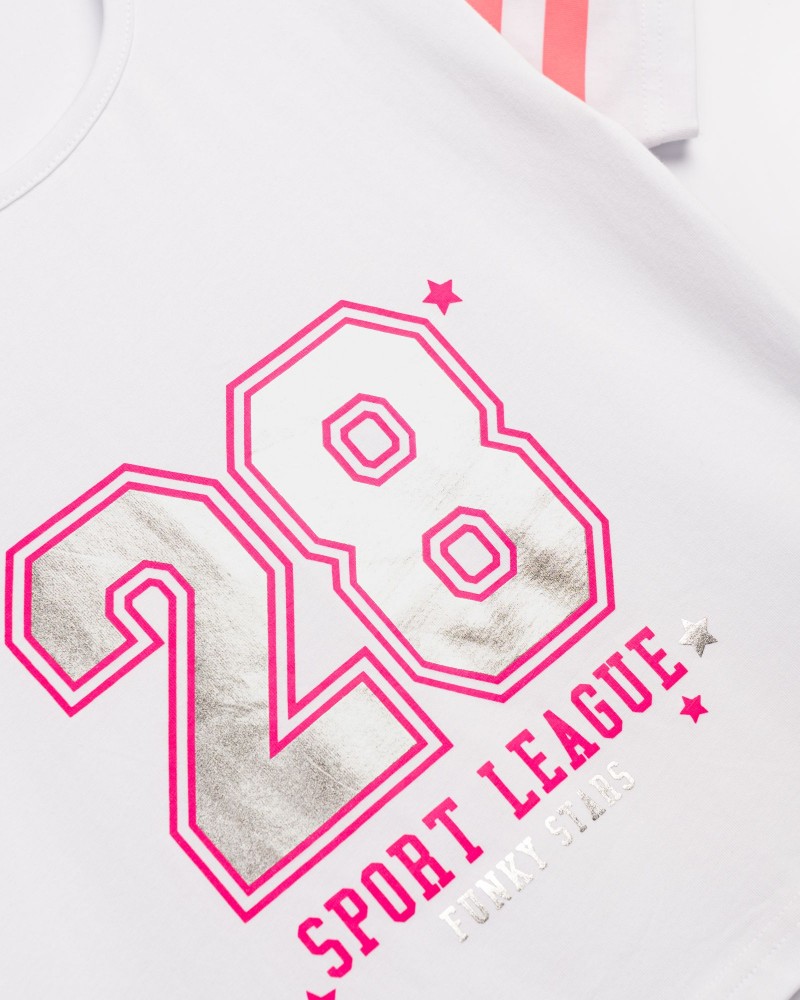 Εφηβικό Μακό Σετ με Μπλούζα Sport League 28 Και Ποδηλατικό Κολάν Κορίτσι (6-16) -Λευκό- 