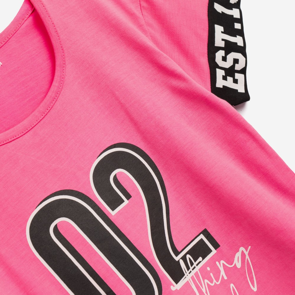 Εφηβικό Σετ με Μπλούζα 02 Και Ποδηλατικό Κολάν Κορίτσι (6-16) -Neon Ροζ- 